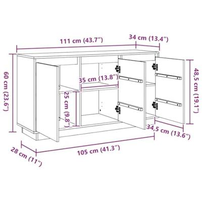 Dressoir Bruin 111 x 34 x 60 cm Massief grenenhout