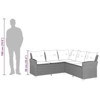 Loungebank met kussens L-vormig poly rattan zwart - thumbnail