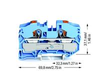 WAGO 2216-1204 Doorgangsklem 12 mm Push-In-klem Blauw 20 stuk(s) - thumbnail