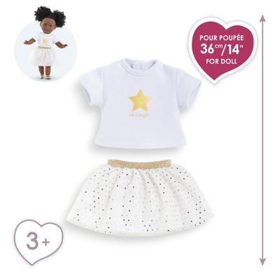 Corolle topje en rok set voor poppen van 36cm - ivoor/goud