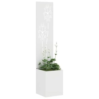 VidaXL Tuin privacy screen bloemen wit 32 x 140 cm koudgewalst staal