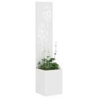 VidaXL Tuin privacy screen bloemen wit 32 x 140 cm koudgewalst staal - thumbnail