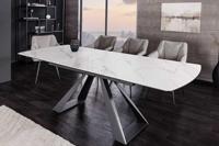 Uitschuifbare eettafel CONCORD 180-230cm wit keramiek marmer design zwart metaal - 46498 - thumbnail