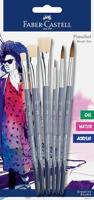 Faber Castell Penselenset - 6 stuks - 3x plat, 3x rond - thumbnail