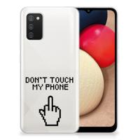 Samsung Galaxy A02s Silicone-hoesje Finger Don't Touch My Phone - thumbnail