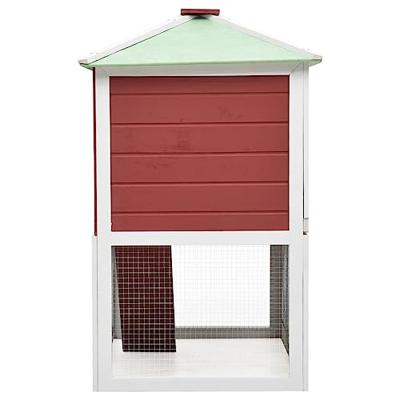 Konijnenhok twee verdiepingen hout rood