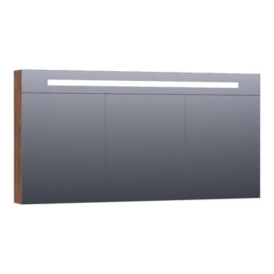 Brauer Promise Deluxe Spiegelkast - 140 cm - met Directe Verlichting - 3 Dubbelzijdige Spiegeldeuren - Forest Cacao