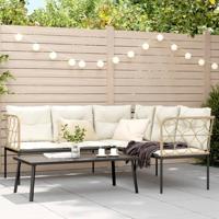 Loungeset met kussens staal en textileen zwart - thumbnail
