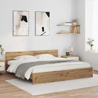 Bedframe met hoofdeinde Artisan Eiken 180 x 200 cm Bewerkt hout - thumbnail