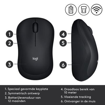 Logitech M185 Muis Radiografisch Optisch Grijs 3 Toetsen 1000 dpi