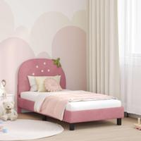 Bedframe voor kinderen met hoofdbord Roze 80 x 160 cm Fluweel - thumbnail