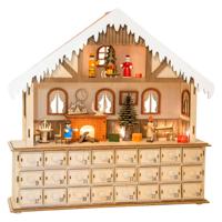Small Foot - houten adventskalender woonkamer met lichtjes - thumbnail