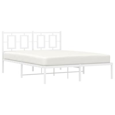 Bedframe met hoofdbord metaal wit 135x190 cm Bedframe met hoofdbord metaal wit 135x190 cm