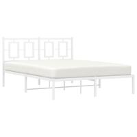 Bedframe met hoofdbord metaal wit 135x190 cm - thumbnail