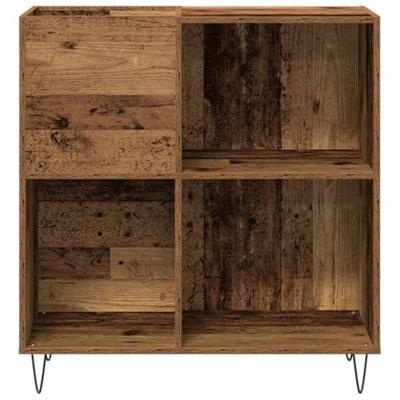 Platenkast artisanaal eikenkleurig 85 x 38 x 89 cm Bewerkt hout