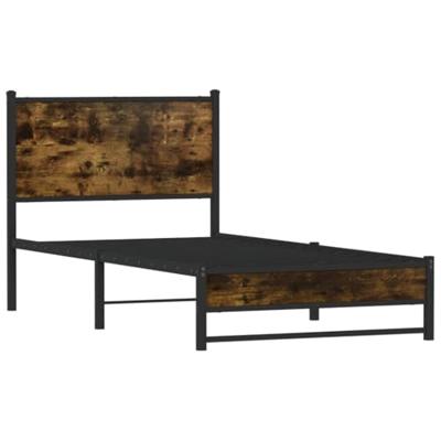 Bedframe zonder matras metaal gerookt eikenkleurig 75x190 cm