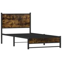Bedframe zonder matras metaal gerookt eikenkleurig 75x190 cm - thumbnail