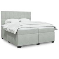 Boxspring met matras fluweel lichtgrijs 200x200 cm - thumbnail