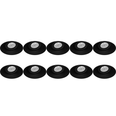 GU10 Trimless Inbouwspots 10-Pack - Rond Zwart Aluminium - Kantelbaar Ø150mm
