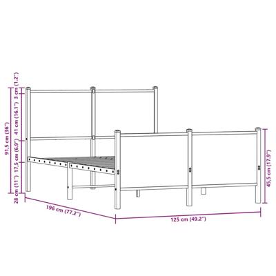 Bedframe zonder matras metaal gerookt eikenkleurig 183x213 cm