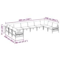 Tuinbankenset met kussen 10 pcs Zwart Staal - thumbnail