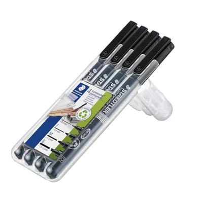 Staedtler Lumocolor permanent S F M B DRY SAFE 31-9WP4GS Permanent marker Zwart Watervast: Ja