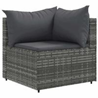 7-delige Loungeset met kussens poly rattan grijs - thumbnail