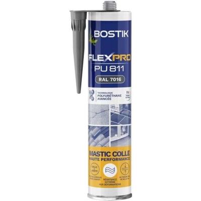 Kit/lijm - BOSTIK - Flexpro PU811 - Alle materialen - Binnen/buiten - Antraciet RAL7016 - 300 ml