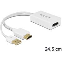 Delock 62496 DisplayPort / HDMI / USB Adapter [1x HDMI-bus - 1x DisplayPort stekker, USB-A-stekker] Wit 0.25 m - thumbnail
