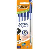 Bic Cristal balpen medium, blauw, blister van 5 stuks - thumbnail