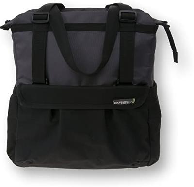 BASIL shopper xl - sportieve en trendy fietstas voor boodschappen en strand, zwart/antraciet, 20l - thumbnail
