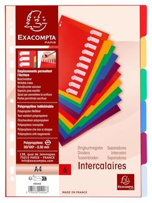 Tabbladen exacompta 225x297mm 11gaats 6delig ass | 25 stuks