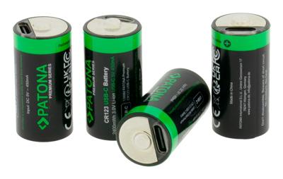 Set van 4 x CR123 oplaadbare batterijen, met USB-C aansluiting - Lithium Ion - 800mAh
