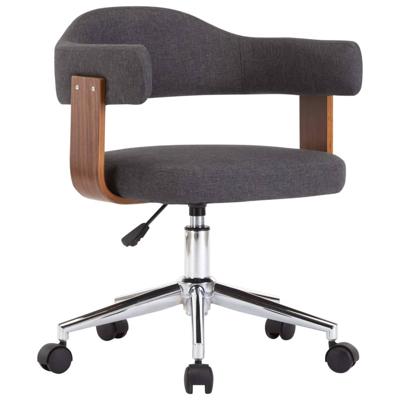 Kantoorstoel draaibaar gebogen hout en stof grijs