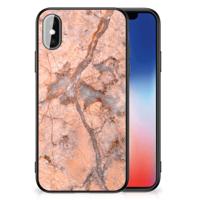 iPhone X | Xs Marmeren Print Telefoonhoesje Marmer Oranje - thumbnail
