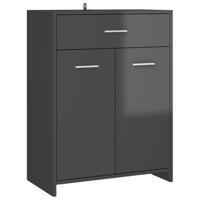 vidaXL Badkamerkast 60x33x80 cm spaanplaat hoogglans grijs vidaXL Badkamerkast 60x33x80 cm spaanplaat hoogglans grijs