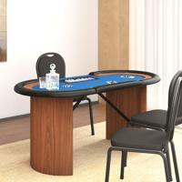 Pokertafel voor 10 spelers met fichebak 160x80x75 cm blauw - thumbnail