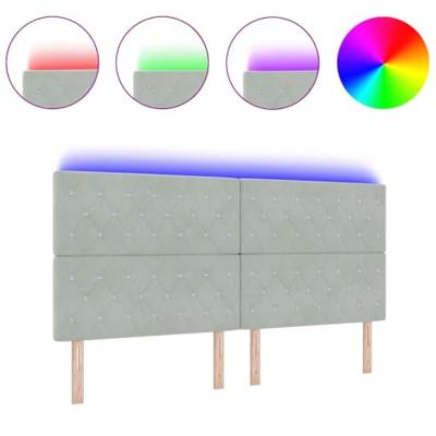 LED Hoofdbord met LED -striplichten Lichtgrijs 100 cm Fluweel