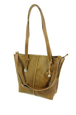 Handgemaakte leren Shopper TULP #01 Cognac
