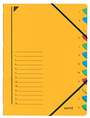 Leitz bureau sorteermap, karton, ft A4, 12 tabs, geel