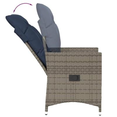 Tuinstoel verstelbaar met kussens poly rattan grijs Tuinstoel verstelbaar met kussens poly rattan grijs