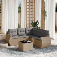 6-delige Loungeset met kussens poly rattan beige - thumbnail