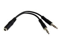 StarTech.com 3,5 mm audio jack Y-kabel - headset splitter - adapter - 1 x 3,5 mm 4 posities bus 2 x 3,5 mm 3-positie stekker - zwart - thumbnail