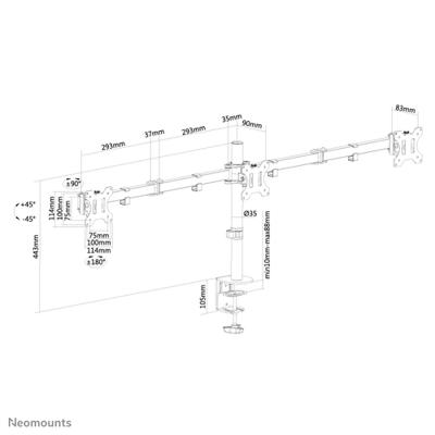 Neomounts FPMA-D550D3 Monitorarm Monitorarm Zwart