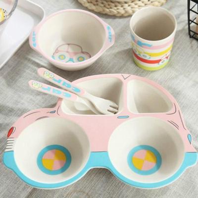 Bamboe Fiber cartoon diner plaat voor kinderen (roze)