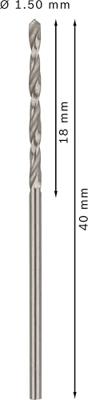 Bosch Accessories 2608595050 HSS Metaal-spiraalboor 1.5 mm Gezamenlijke lengte 40 mm Geslepen DIN 338 Cilinderschacht 10 stuk(s)