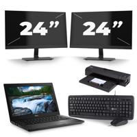 Dell Latitude 7390 - Intel Core i7-8e Generatie - 13 inch - 16GB RAM - 256GB SSD - Windows 11 + 2x 24 inch Monitor - thumbnail