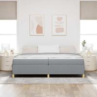 Boxspring bed Anders Lichtgrijs en Wit 200 x 200 cm Stof - thumbnail