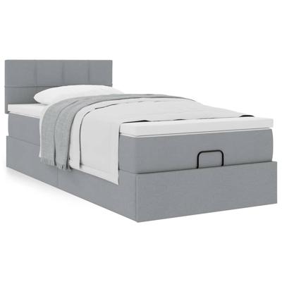 Ottoman bed met matras 200x200 cm stof lichtgrijs