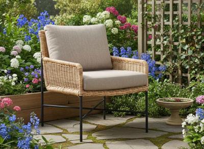 Estoril lounge chair black steel/natural wicker Eurofar - Eurofar Estoril lounge chair black steel/natural wicker Eurofar - Eurofar